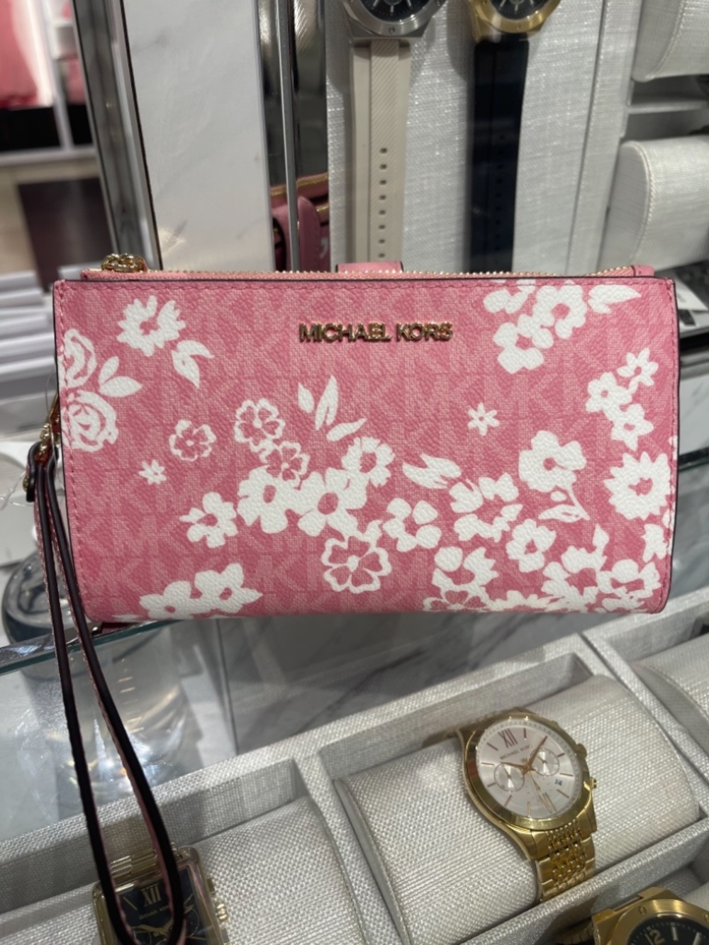 MICHAEL KORS Jet Set Travel Large Double Zip Printed Signature Logo Wristlet Wal - Picture 11 of 16